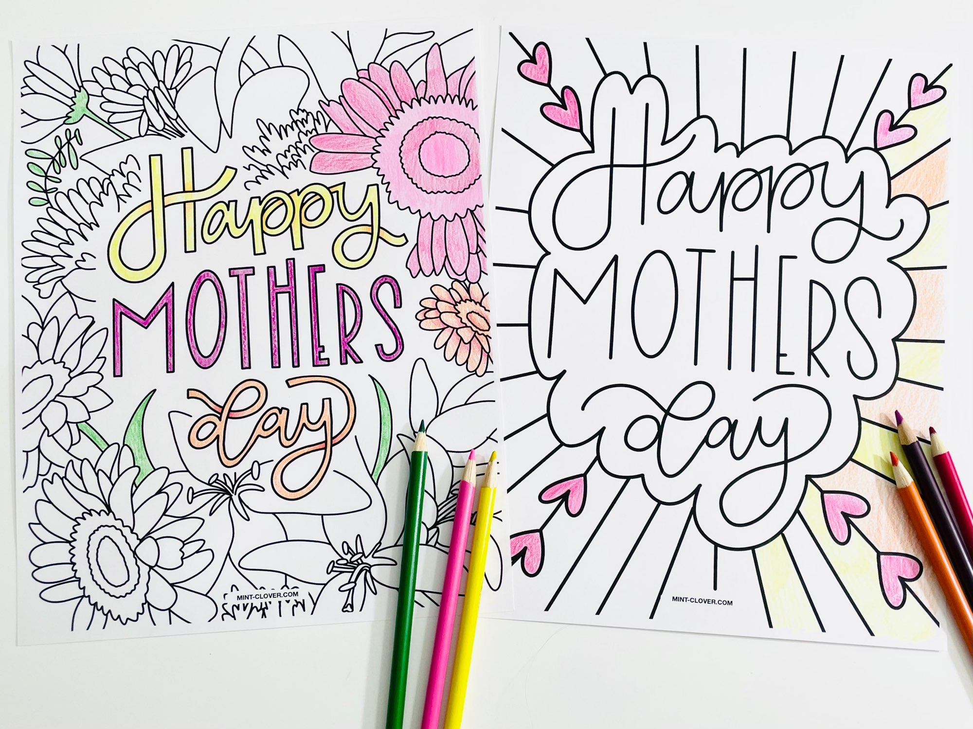 Free Printable “Mommy & Me” Coloring Pages for Mother’s Day